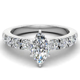 Engagement Rings for Women Marquise Cut 18K Gold 1.10 ct GIA - White Gold