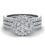0.86 carat total weight Flower cluster Diamond Wedding Ring w/ Enhancer Bands Bridal set 14K Gold (I,I1) - White Gold