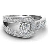 14K Gold Diamond Buckle Ring Glitz Design (I,I1) - White Gold