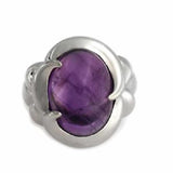 Sterling Bold Gemstone Cabochon Swirl Design Ring