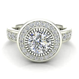 1.55 Ct Vintage Inspired Closed Set Solitaire Diamond Engagement Ring 14K Gold-G,SI - White Gold