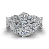 Infinity Style Pear Moissanite Halo Diamond Wedding Ring Set 14K Gold-I,I1 - White Gold
