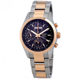 Conquest Classic Black Dial Chronograph Stainless Steel and 18K Rose Gold Men's Watch L27985527 - Rose Gold