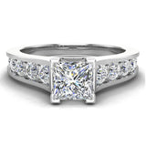1.32 ctw Riviera Shank Princess Cut Diamond Engagement Ring 14K Gold-G,SI - White Gold