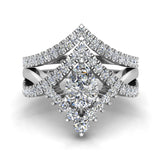 1.75 Ct Moissanite Pear Cut Wedding Ring Set 14K Gold Glitz Design-I,I1 - White Gold