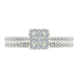Princess Cut Square Halo Diamond Wedding Ring Set 0.59 Carat Total 14K Gold (G,SI) - White Gold