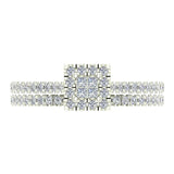 Princess Cut Square Halo Diamond Wedding Ring Set 0.59 Carat Total 18K Gold (G,VS) - White Gold