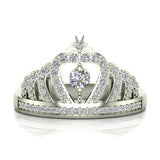 Fashion Princess Tiara Crown Diamond Ring 0.50 carat total weight Band Style 18K Gold (G,VS) - White Gold