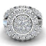 2.50 ct tw Cluster Diamond Wedding Ring Set with Bands 14K Gold Glitz Design (G,SI) - White Gold