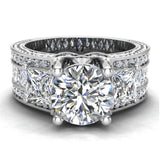 Moissanite Engagement Ring For Women Accent diamond 4.85ct 18K Gold-VS - White Gold