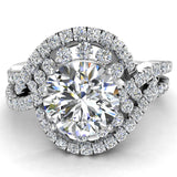 Twirl Diamond Engagement Ring with Channel Set Diamonds 14K Gold I,I1 - White Gold