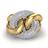 Cuban link Cocktail Rings for women Diamond Rings 14K Gold 1.00 ct-I,I1 - Yellow Gold