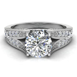 Solitaire Diamond Four Pronged Tapered Shank Wedding Ring 14K Gold-I,I1 - White Gold