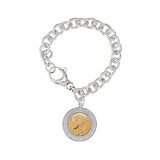 Bronze 500 Lire Coin Oval Rolo Link Bracelet by Bronzo Italia