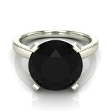 5.00 Ct Black Diamond Solitaire Engagement Ring 4 Prong Setting 10mm 14K Gold - White Gold