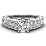 1.37 Ct Vintage Setting Diamond Engagement Ring 14K Gold (G,SI) - White Gold