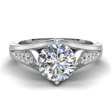 1.10 Ct Diamond Leaf Style Setting Solitaire Engagement Ring 1.11 Ct 14K Gold-I1 - White Gold