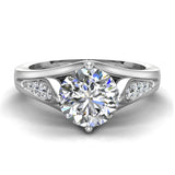 1.10 Ct Diamond Leaf Style Setting Solitaire Engagement Ring 1.11 Ct 14K Gold-SI - White Gold