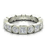 Bezel Milgrain Princess Cut Eternity Diamond Wedding Band 2.52 ctw 18K Gold Glitz Design (G,SI) - White Gold