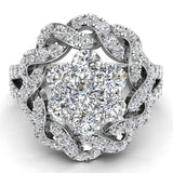 1.40 ct Braided Halo Split Shank with Illusion Cluster Ring 18K Gold-G,VS - White Gold