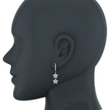 Star Diamond Dangle Earrings Dainty Drop Style 18K Gold 1.78 ct-G,VS - White Gold