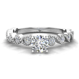 Milgrain Diamond Engagement Ring for Women Ocean Wave Ripple 14K Gold I I1 - White Gold