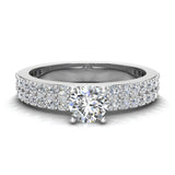 Two-Row Diamond Engagement Rings 18K Gold 1.18 carat VS Glitz Design - White Gold