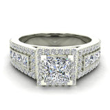 Princess Cut Diamond Engagement Ring Halo Rings 14K Gold 1.82 ct-G,I1 - White Gold