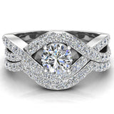 Round Diamond Intertwined Engagement Rings Criss Cross Style 1.10 ct-G,VS - White Gold