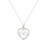 Heart Necklace 14K Gold Diamond Halo with Exquisite Styling-G,I1 - White Gold