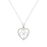 Heart Necklace 14K Gold Diamond Halo with Exquisite Styling-I,I1 - White Gold