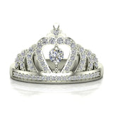 Fashion Princess Tiara Crown Diamond Ring 0.50 carat total weight Band Style 14K Gold (I,I1) - White Gold