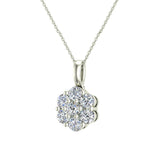 14K Gold Necklace Diamond Cluster Flower Style Glitz Design G,SI - White Gold