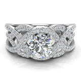 1.20 Ct Diamond Engagement Ring with Scrollwork and Twists 18K Gold-G,VS - White Gold
