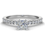 Petite Engagement Rings for Women Princess Diamond 18K Gold 0.65 ct-SI - White Gold