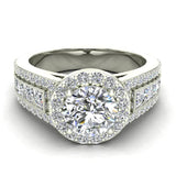 Round Diamond Halo Engagement Rings for Women GIA-18K Gold 1.90 ct-G,SI - White Gold