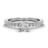Exquisite French Pave Set Round Diamond Engagement Ring 14K Gold 0.75 ct-G,SI - White Gold