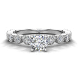 Milgrain Diamond Engagement Round Diamond Ring 14K Gold 0.70 ct-I,I1 - White Gold