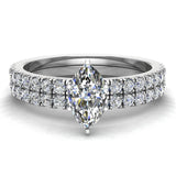 Petite Wedding Rings for women Marquise Cut Bridal set 18K Gold 0.90 ct-G,VS - White Gold