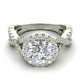 1.56 Ct Infinity Style Shank Halo Diamond Engagement Ring-14K Gold-G,SI - White Gold