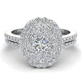 Cluster Diamond Wedding Ring Bridal Set 14K Gold Glitz Design (I,I1) - White Gold