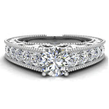 1.37 Ct Vintage Setting Diamond Engagement Ring 14K Gold (I,I1) - White Gold