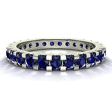 Blue Sapphire 2.25 mm Stackable Eternity Band 14K Gold - White Gold