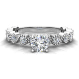 Milgrain Engagement Ring Round Brilliant Diamond 18K Gold 0.75-ct VS - White Gold