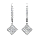 Square Diamond Dangle Earrings Dainty Drop Style 14K Gold 1.31 ct-G,SI - White Gold