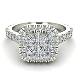 Princess Cushion Halo Diamond Engagement Ring 1.38 ctw 18K Gold-G,SI - White Gold