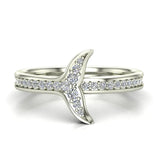 Fish-Tail Design Shank Eternity Band Wedding Ring 14K Gold (G,SI) - White Gold