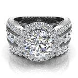 Moissanite Wedding Ring Set Halo Diamond ring 5.60 ct 18K Gold-G,VS - White Gold