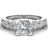 Princess  Diamond Engagement Ring for Women 5-stone Ring 14K Gold-I,I1 - White Gold