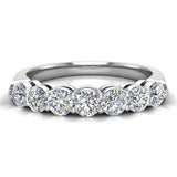 1.00 cttw 7 Stone Diamond Wedding Band Ring 14K Gold (G,SI) - White Gold